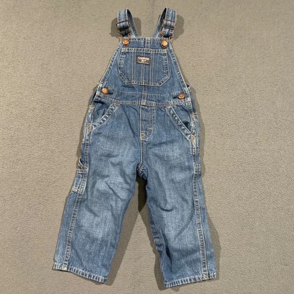 OshKosh B'gosh Vestbak Denim Overalls Toddler 24 Months Blue Carpenter Bibs